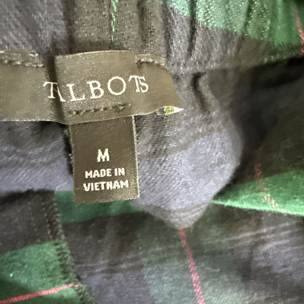 Talbots Green & Navy Plaid Pajama Set with Pink Piping - Picture 10 of 16